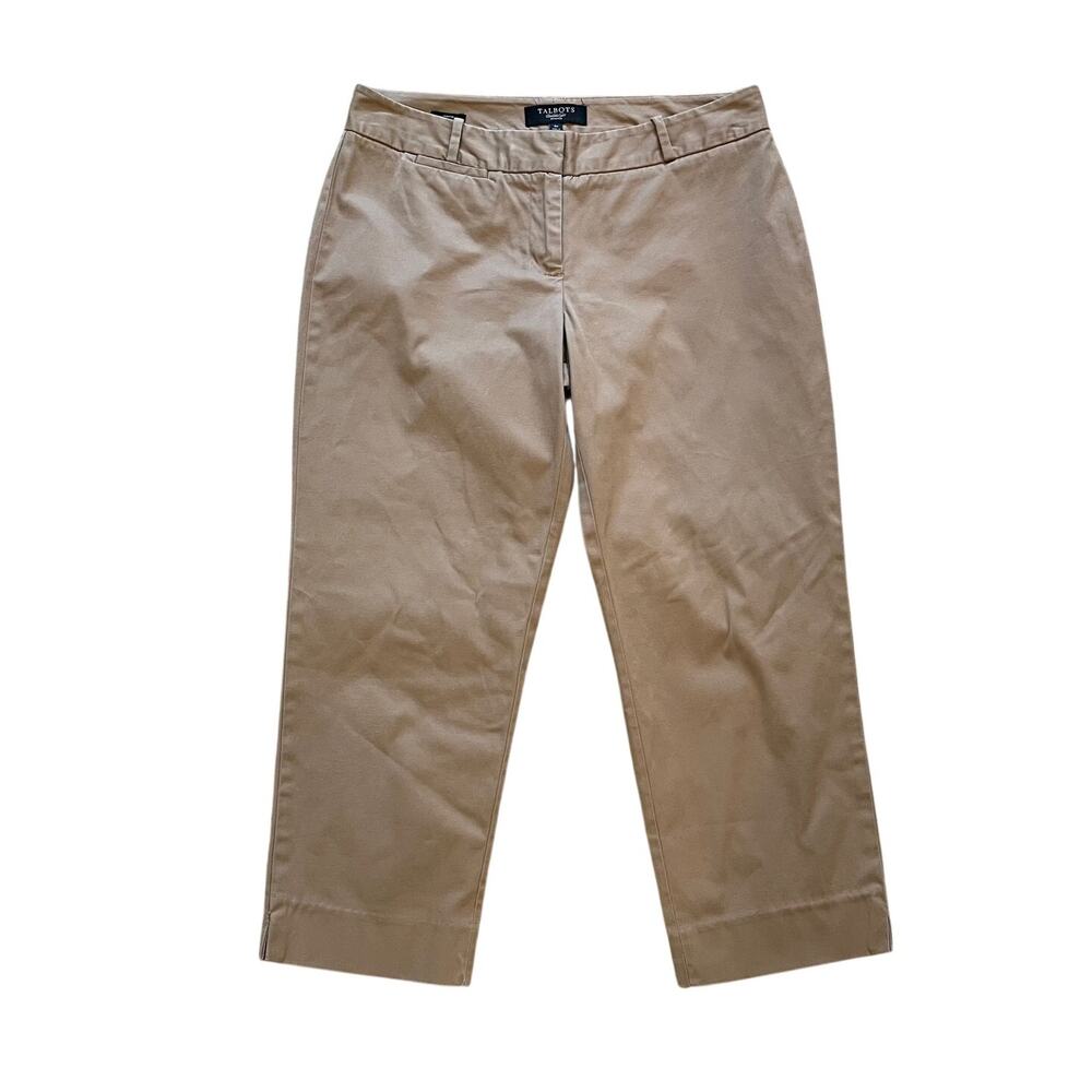 Talbots Classic Signature Tan Cropped Chino Pants, Minimalist, Casual, 4P